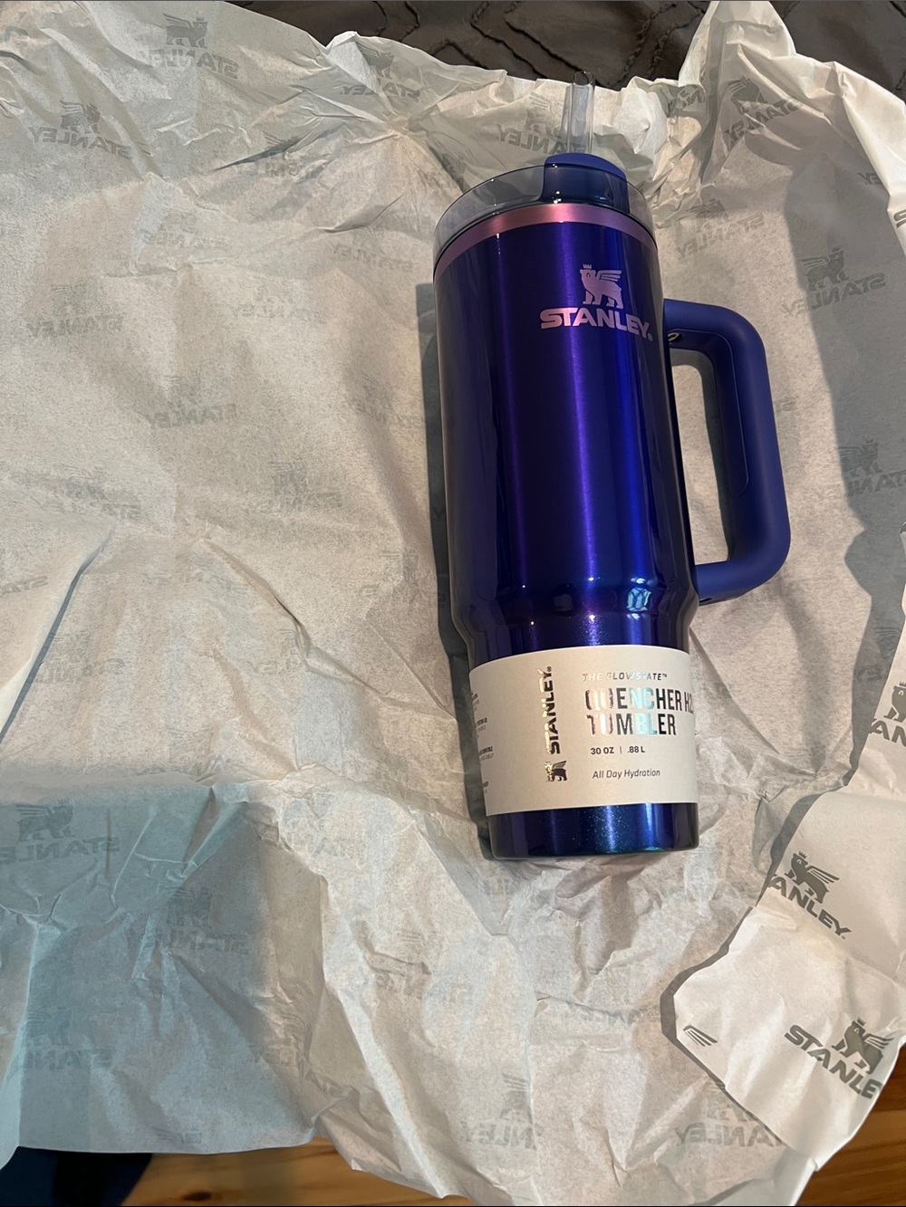 Stanley Metallic Purple Tumbler with Pink Accent Handle